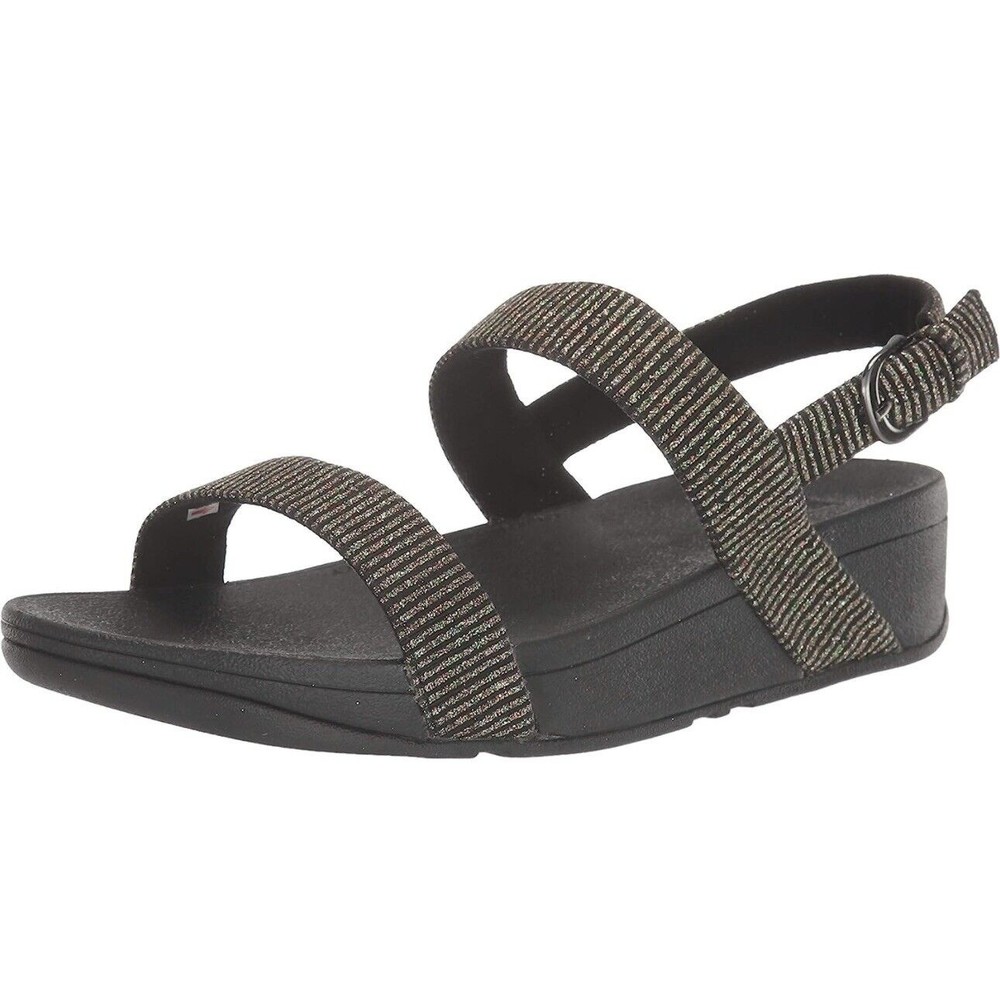 FitFlop Lottie Women's Sz 11 Glitter Stripe Back-Strap Comfort Sandals Black Mul